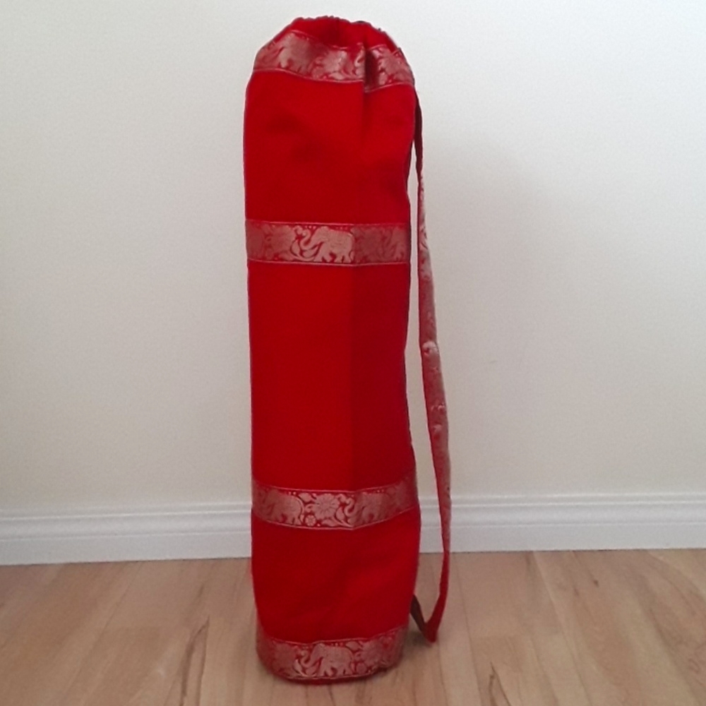 RED SILK YOGA MAT BAG